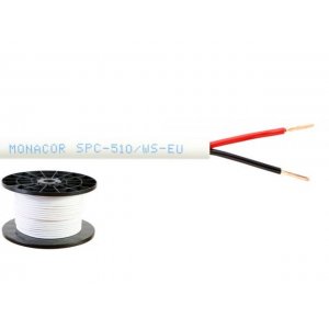 MONACOR SPC-510/WS-EU - Kabel głośnikowy, elastyczny, biały, 2 x 1mm<sup>2</sup>, "MADE IN EU"